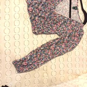 Mid Long sleeve Flower Print Top